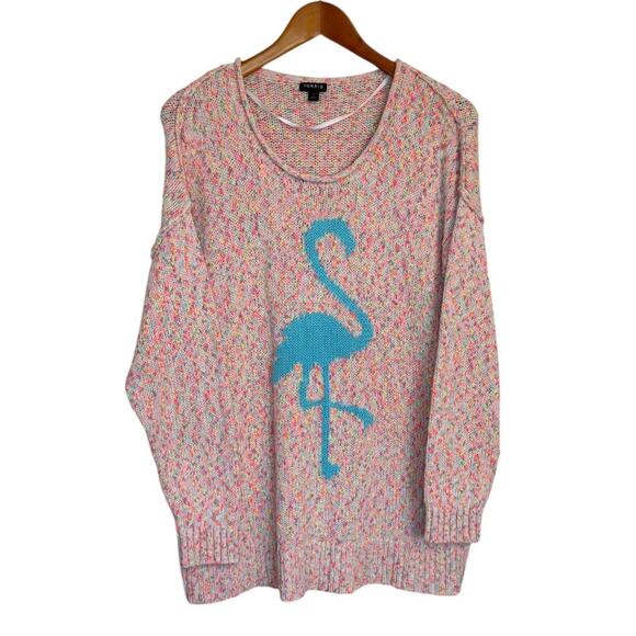 Torrid Sweater Women 1 Pink Plus Size Flamingo Multiyarn Marled Knit Coastal‎ - Picture 1 of 8